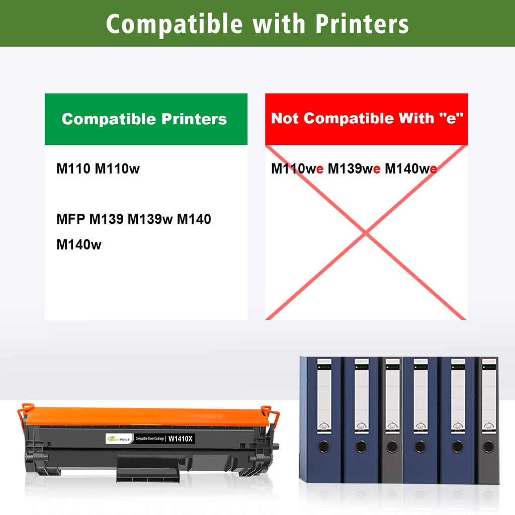 GREENPRINT with CHIP 141X W1410X ( W1410A 141A ) Compatible Toner Cartridge Black High Capacity 2000 Pages for H P M110 M110w M139 M140 M140w Printer, Can't Work with H P + Printer Model End with e