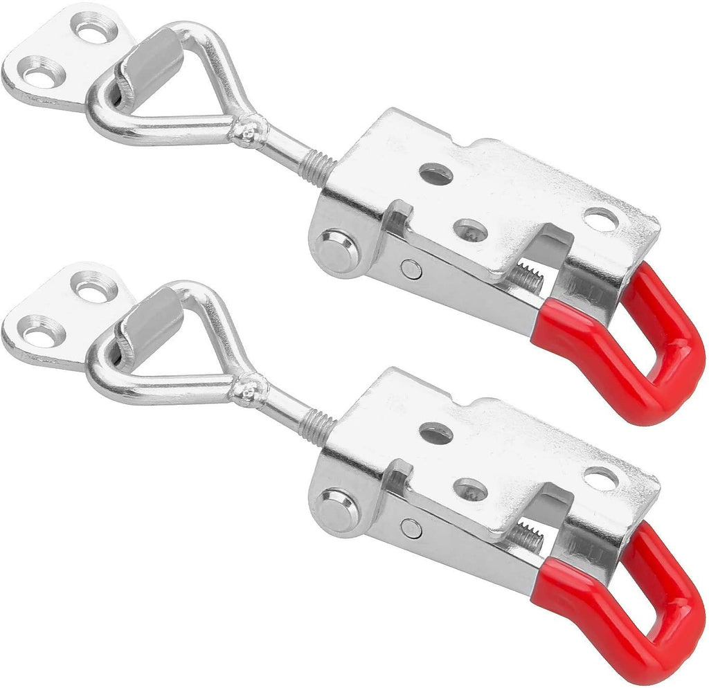E-TING 4 Pack Heavy Duty 4002 Toggle Latch Clamp, Adjustable Toggle Clamp Latch with Lock Hole,485 Lbs Holding Capacity Pull Latch for Smoker Door, Box Case Trunk, Lid, Jig (with 20PCS Screws)