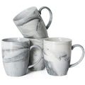 14 OZ Unique Coffee Mugs, Smilatte M067 Novelty Marble Ceramic Cup for Home and Office, Microwave Dishwasher Safe, Set of 4, Gray