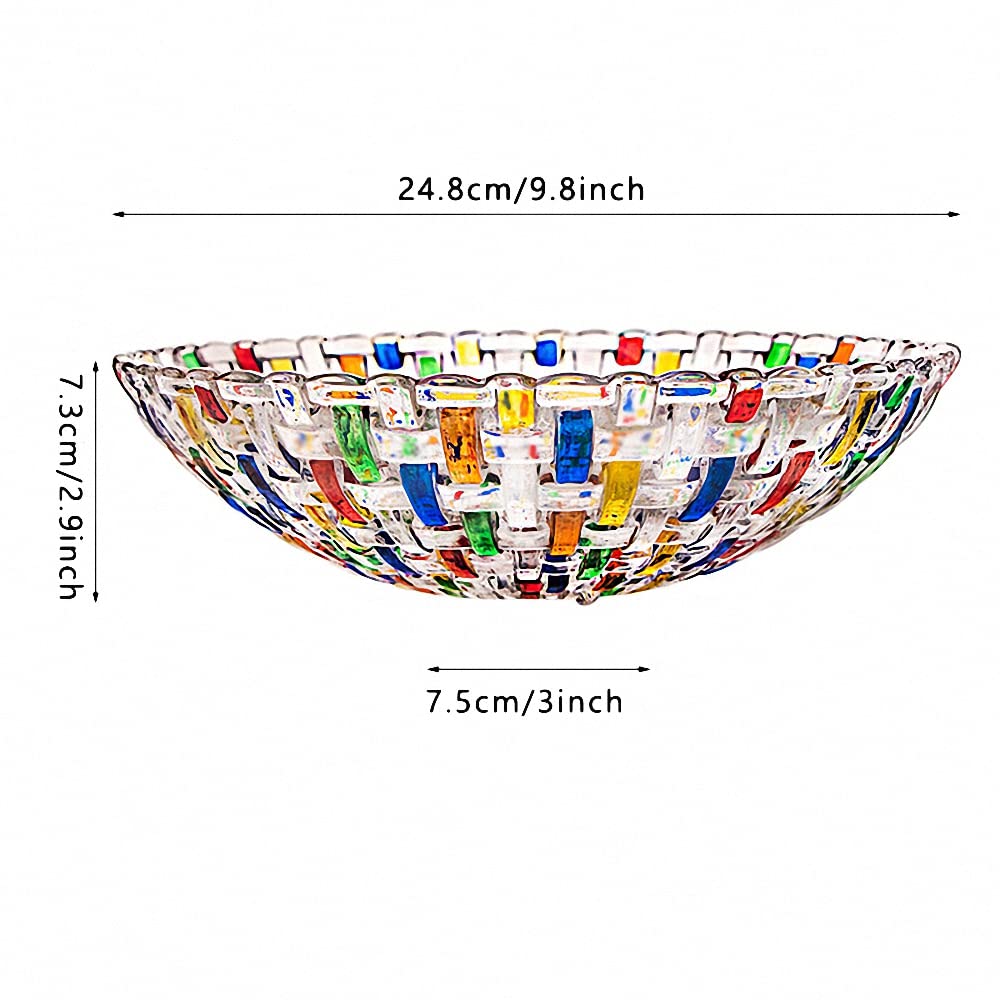 Hand Painted Colorful Woven Glass Crystal Salad & Fruit Bowl Decoration,Centerpiece for Home,Office,Wedding Decor, Fruit, Snack, Dessert, Server