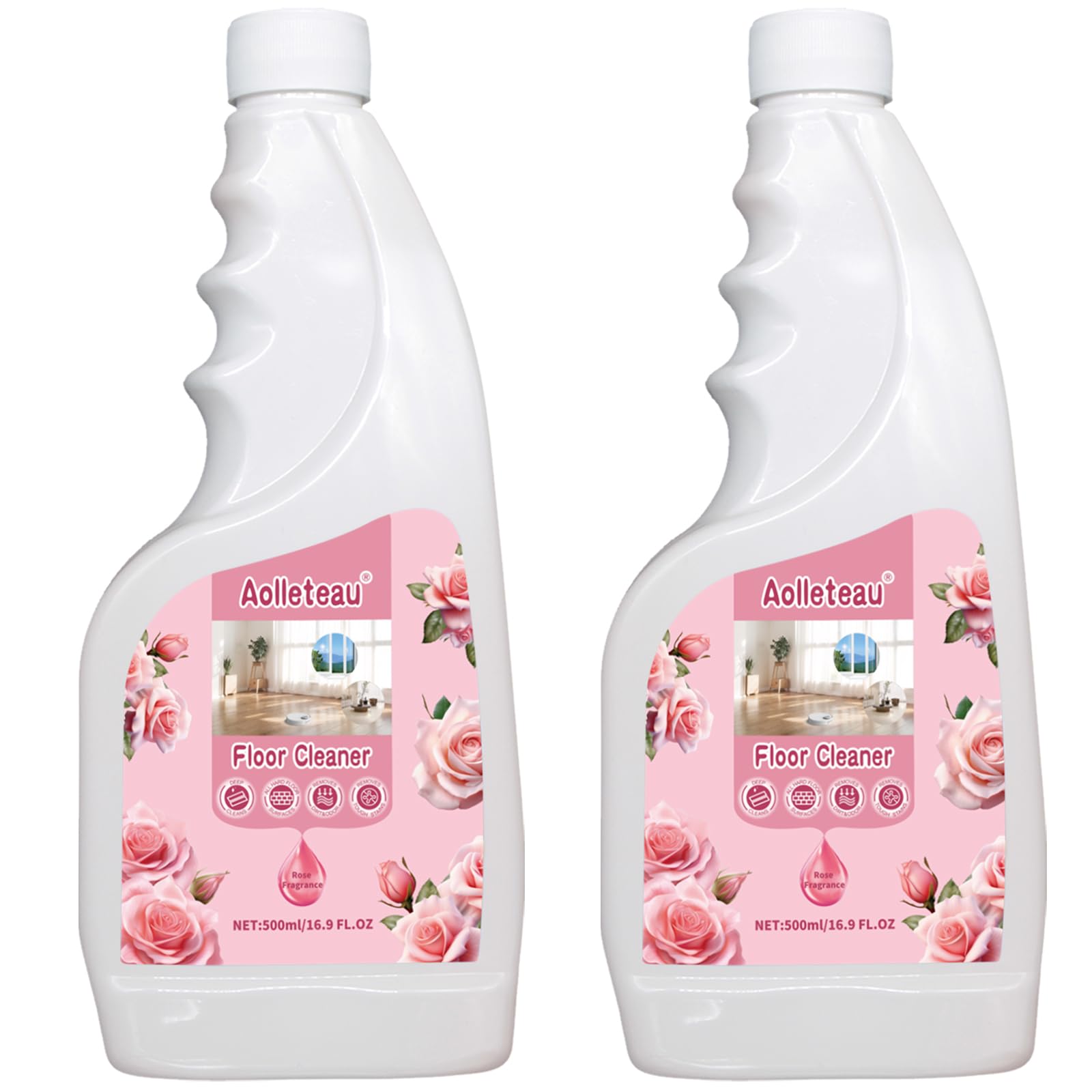 Robot Mop Cleaning Solution Concentrate Compatible with Robot Vaccum, Wet Dry Vacuums, for Roborock, Tineco, Dreame, Narwal, Shark, Bissell Mops, 1L, Dilution Ratio 1:200, Rose Scent