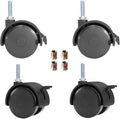 AAGUT 2 Inch Swivel Stem Castor Caster Wheels with Locking Brakes for Furniture and Shelves,Threaded UNC 5/16"-18x1 (Diameter 5/16", Length 1"), Black Replacement Caster Set of 4