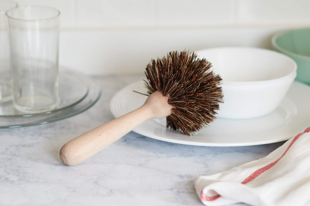 Fox Run Kitchen Brush Set of 3, Pot, Dish, and Bottle Scrub Brush with Natural Bristles