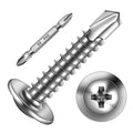 Mywish 200pcs #8×1" Self Tapping Screws for Metal, Sheet Metal Screws 410 Stainless Steel Truss Head Self Drilling Screws High-Strength Quick Tapping Screws