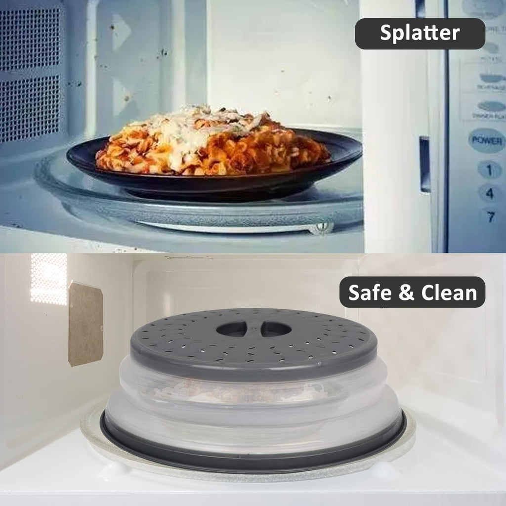 Fanhostco 2Pcs Microwave Cover for Food, Collapsible Microwave Splatter Plate Cover Easy Grip, 10.5 Inch Food Grade Lid BPA Free Dishwasher Safe