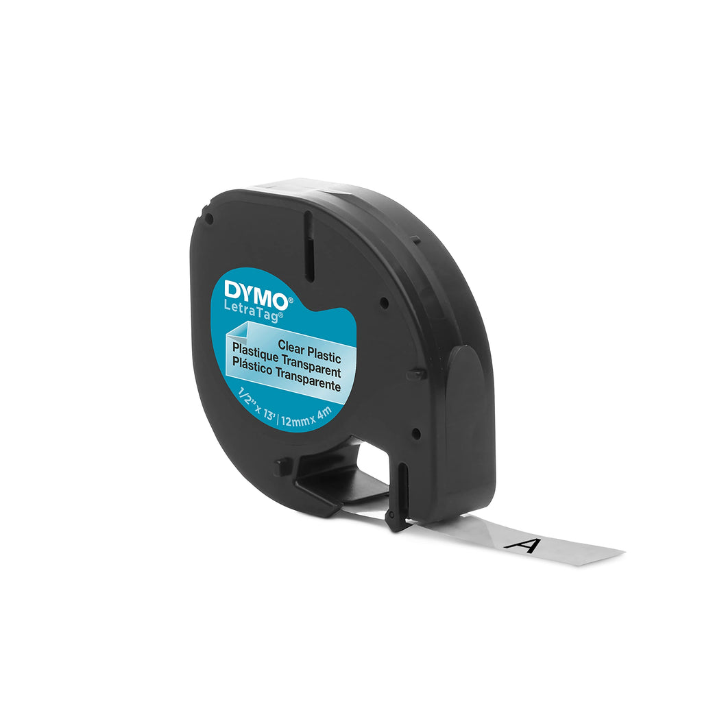 DYMO LT Labeling Tape for LetraTag Label Makers Black Print on Clear Labels 1/2" x 13-Foot Rolls 3 Count