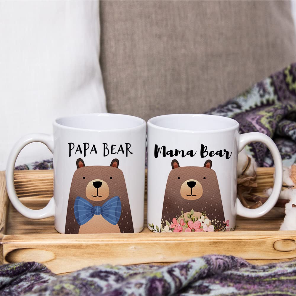 Fatbaby Mama Bear and Papa Bear Coffee Mugs,Father's Day Mother's Day gifts for Mom and Dad,Valentine's Day Christmas Gifts for Parents