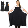 FunChaos 2 Pcs Plus Size Chef Apron, Black Apron, Unisex Aprons with 2 Pockets for Cooking, Grilling, BBQ, Work, Professional Aprons for Waiter Artist Hairdresser (Large Size)
