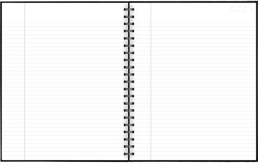 Cambridge Notebook, 8.5" x 11", Hardbound Stamped Linen Cover, Twin Wire Binding, Perforated Sheets, 192 Pages/96 Sheets, Black Cover (06100F)