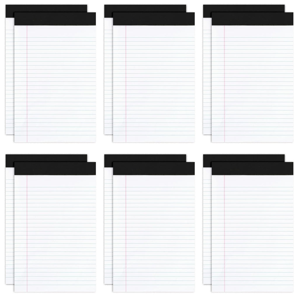 Note Pads 5x8 Narrow Ruled 12 Pack Samll Notepad, Goefun 30 Sheets Legal Pads 5x8 for Work, Perforated White Notepads Lined Paper for Office, School, College