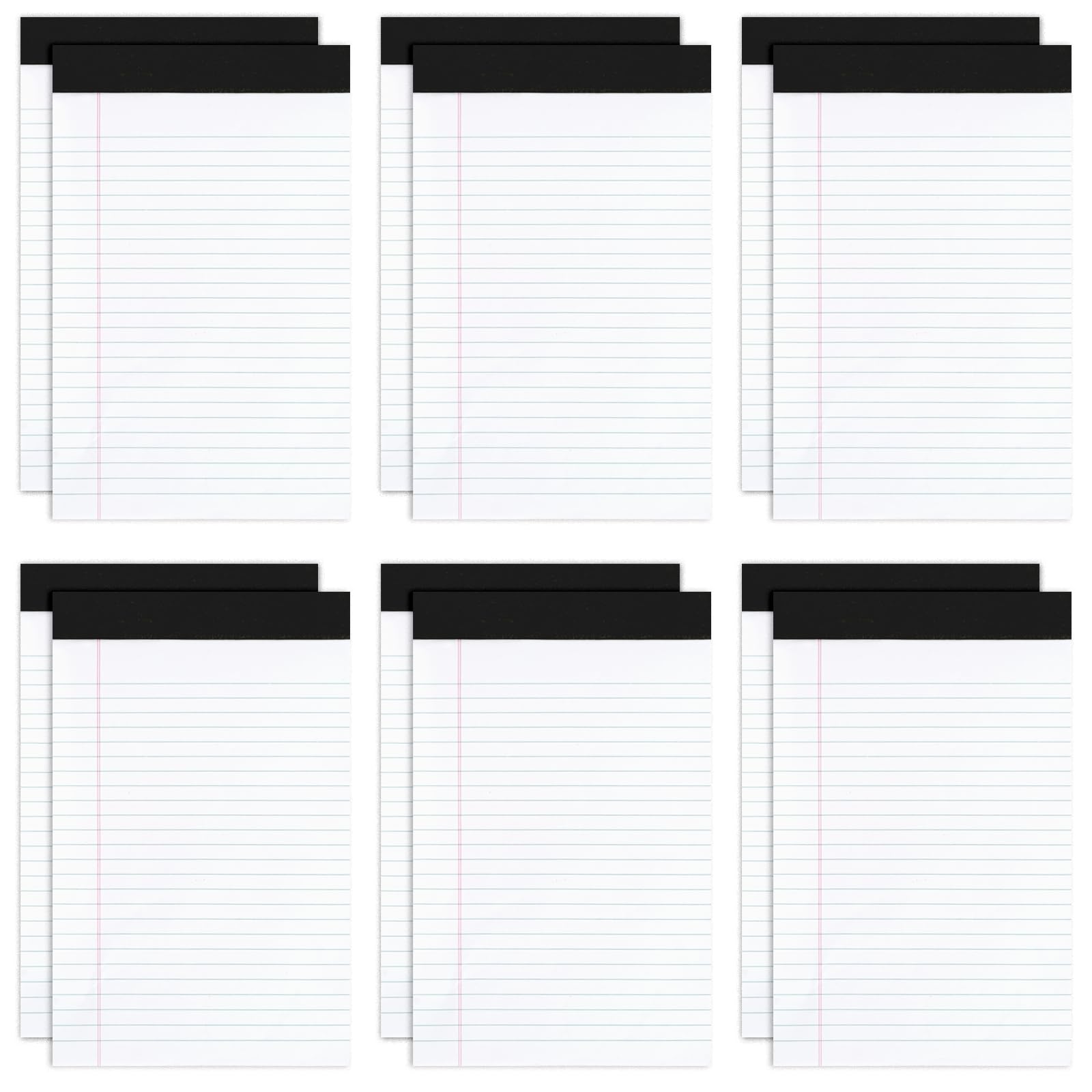 Note Pads 5x8 Narrow Ruled 12 Pack Samll Notepad, Goefun 30 Sheets Legal Pads 5x8 for Work, Perforated White Notepads Lined Paper for Office, School, College