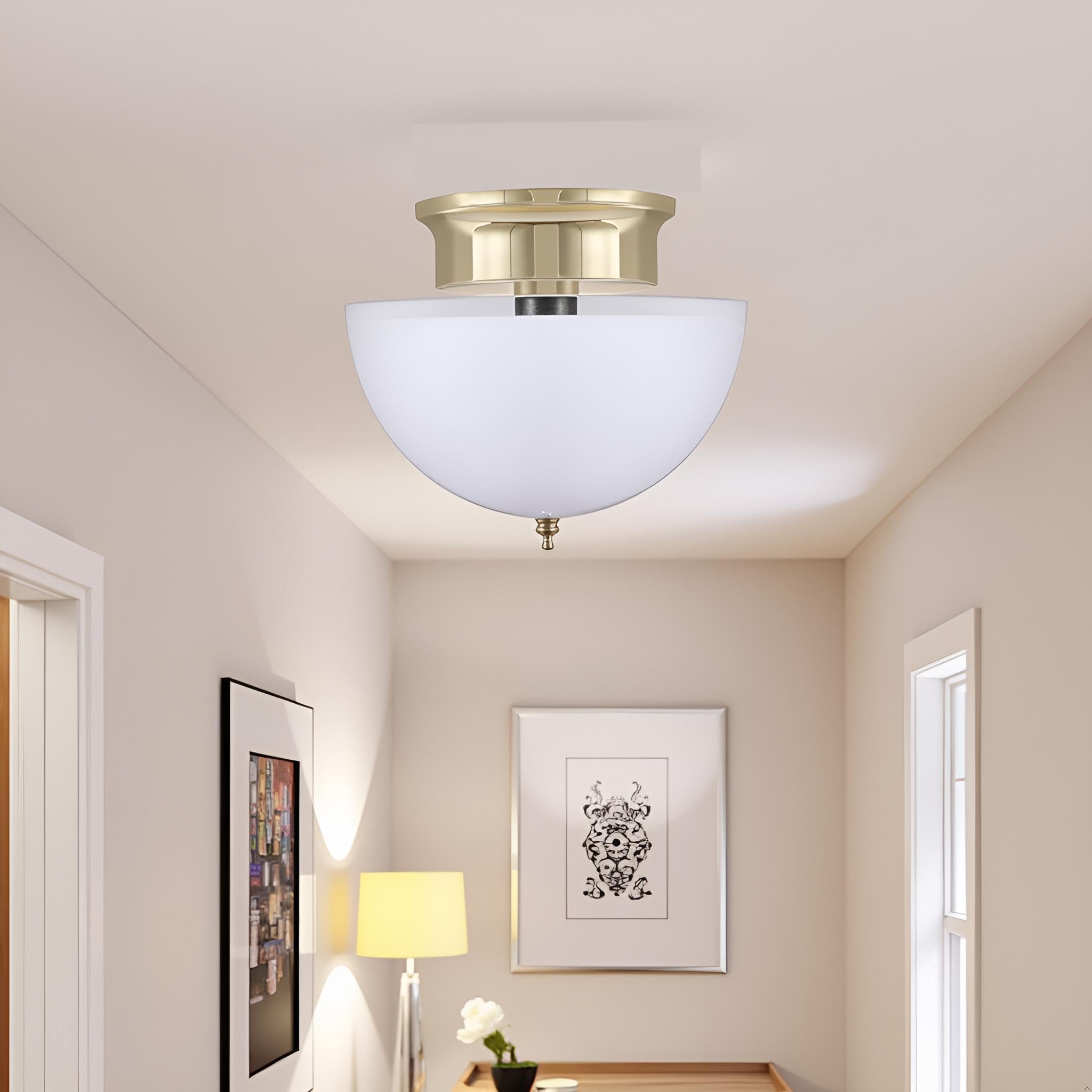 Aspen Creative 28008-15-2, Clip-on Dome Shade for A-Type Bulb Indoor Location Light Fixtures/White Finish, 7 5/8" Diameter x 4" Height, 2 Pack