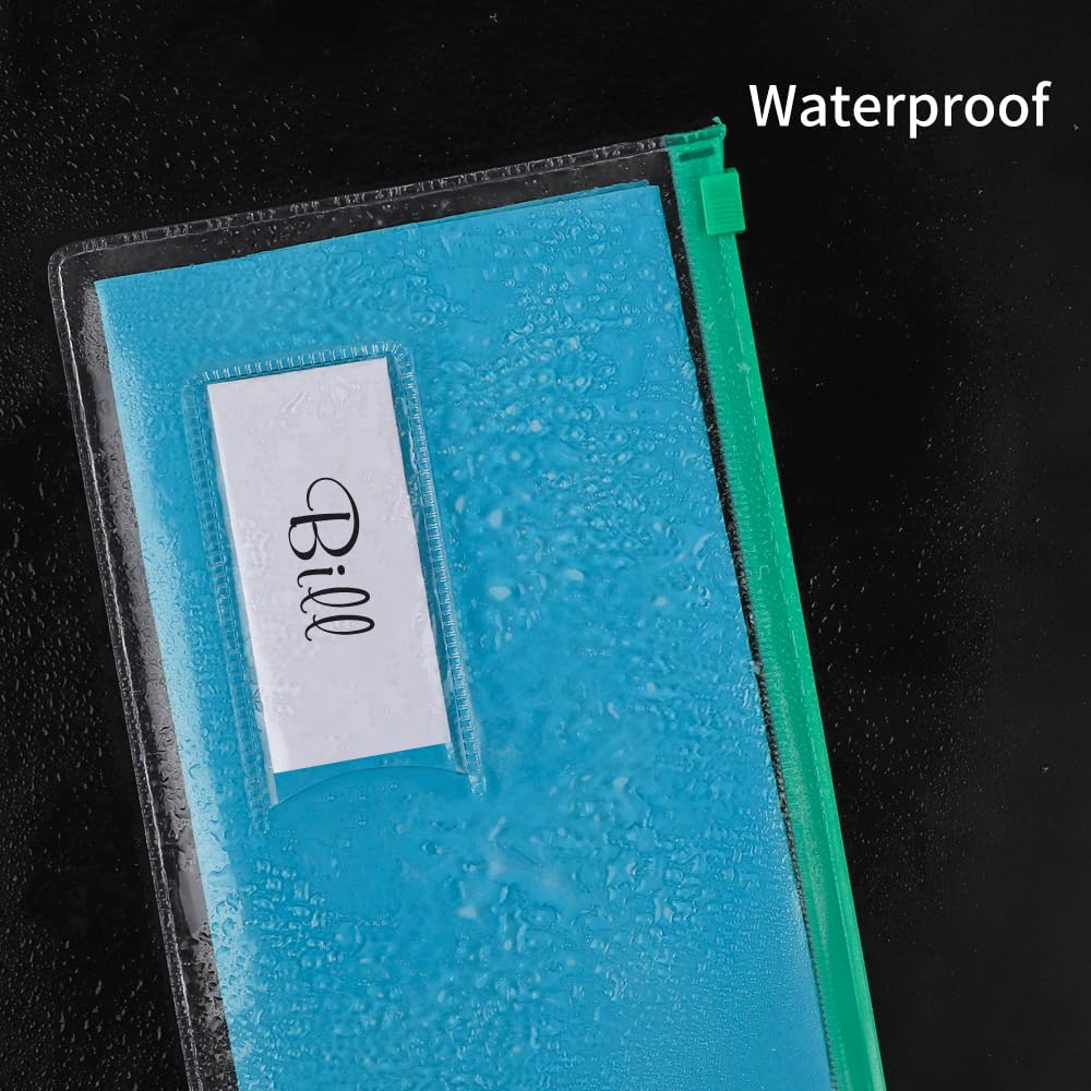 EOOUT 24pcs Poly Zip Envelope, Plastic Envelope, Reusable Envelopes, 9 x 4.7 Inches, A6 Size, 10 Colors, for Office Supplies