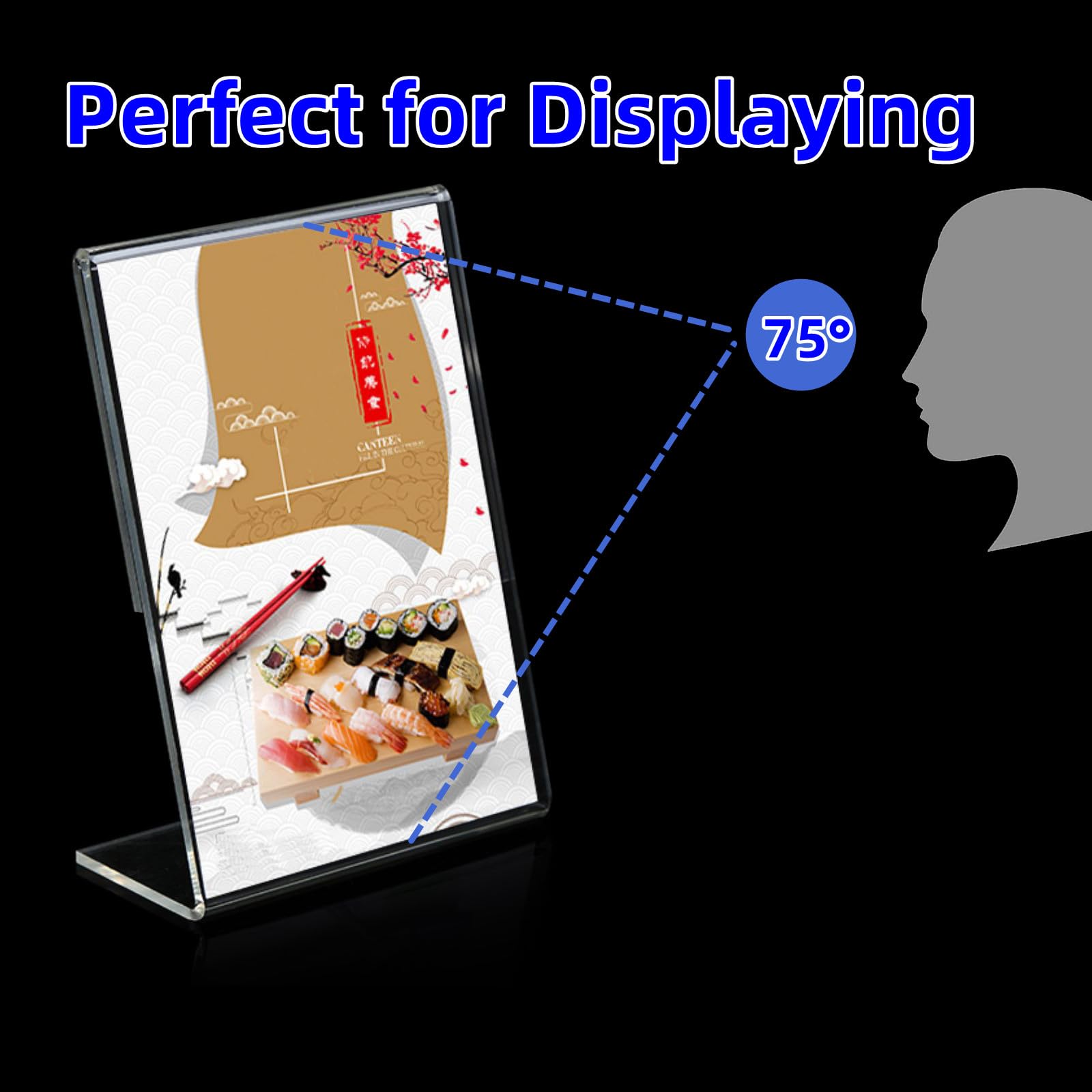 Acrylic Sign Holder, 3 Pack 5x7" Clear Display Table Sign Stand, L-Shape Plastic Message Board Stand for Exhibition, Office, Store, Restaurant
