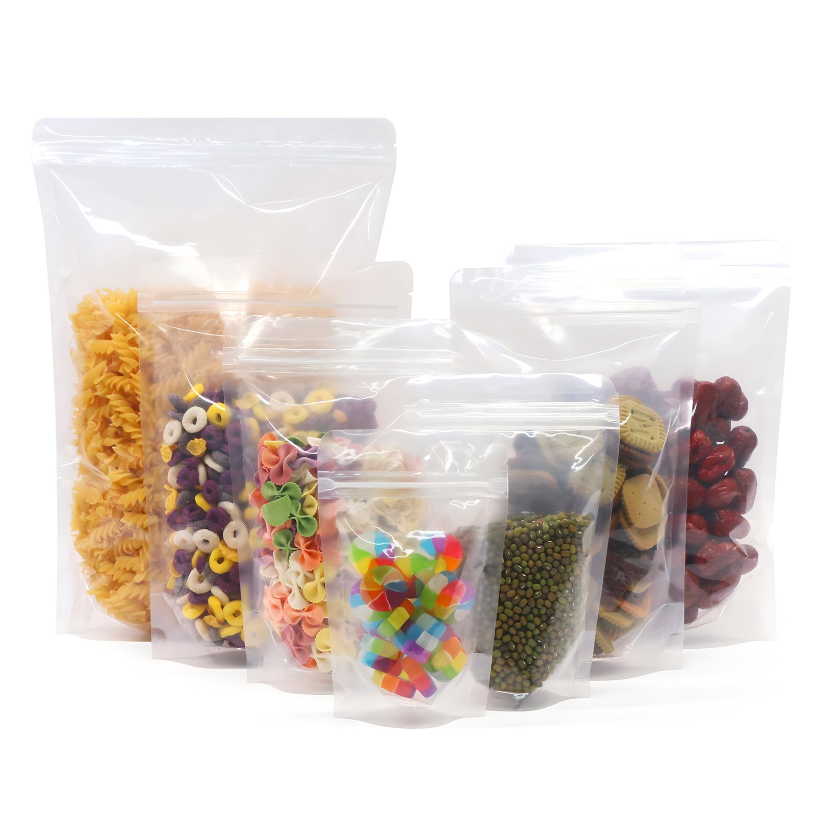 SumDirect Clear Resealable Stand Up Bags - 100 Pack 7x10.23 Inche/1500ml Stand Up Pounch Zipper Drink Bags for Food
