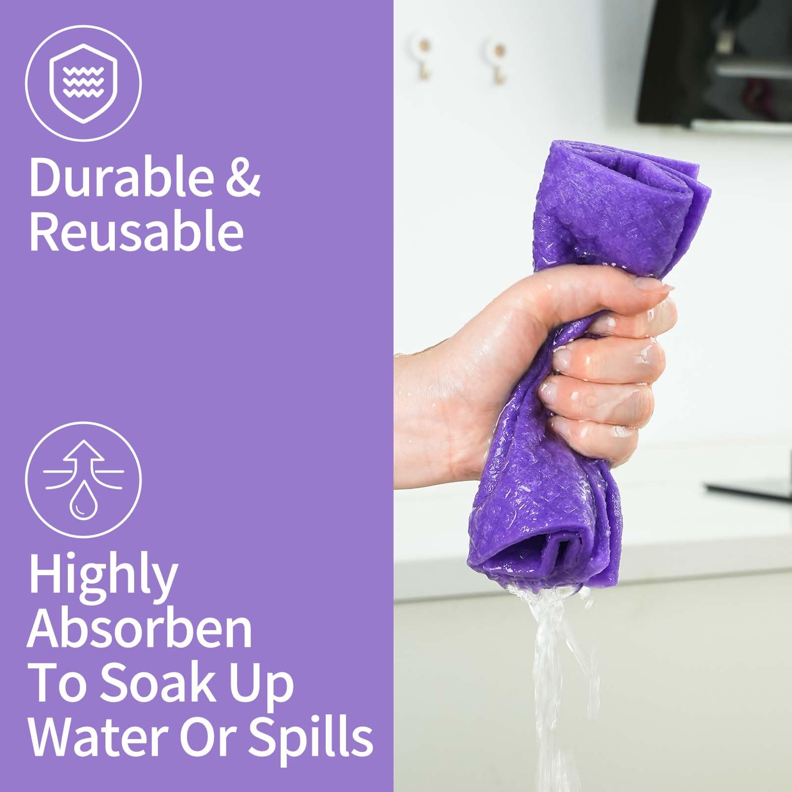 Colorful Wood Fiber Cleaning Cloths, 7x8 Inches, 10-Pack, Eco-Friendly & Reusable, Super Absorbent & Lint-Free, Ideal for Kitchen, Car, Glass, and Household Cleaning