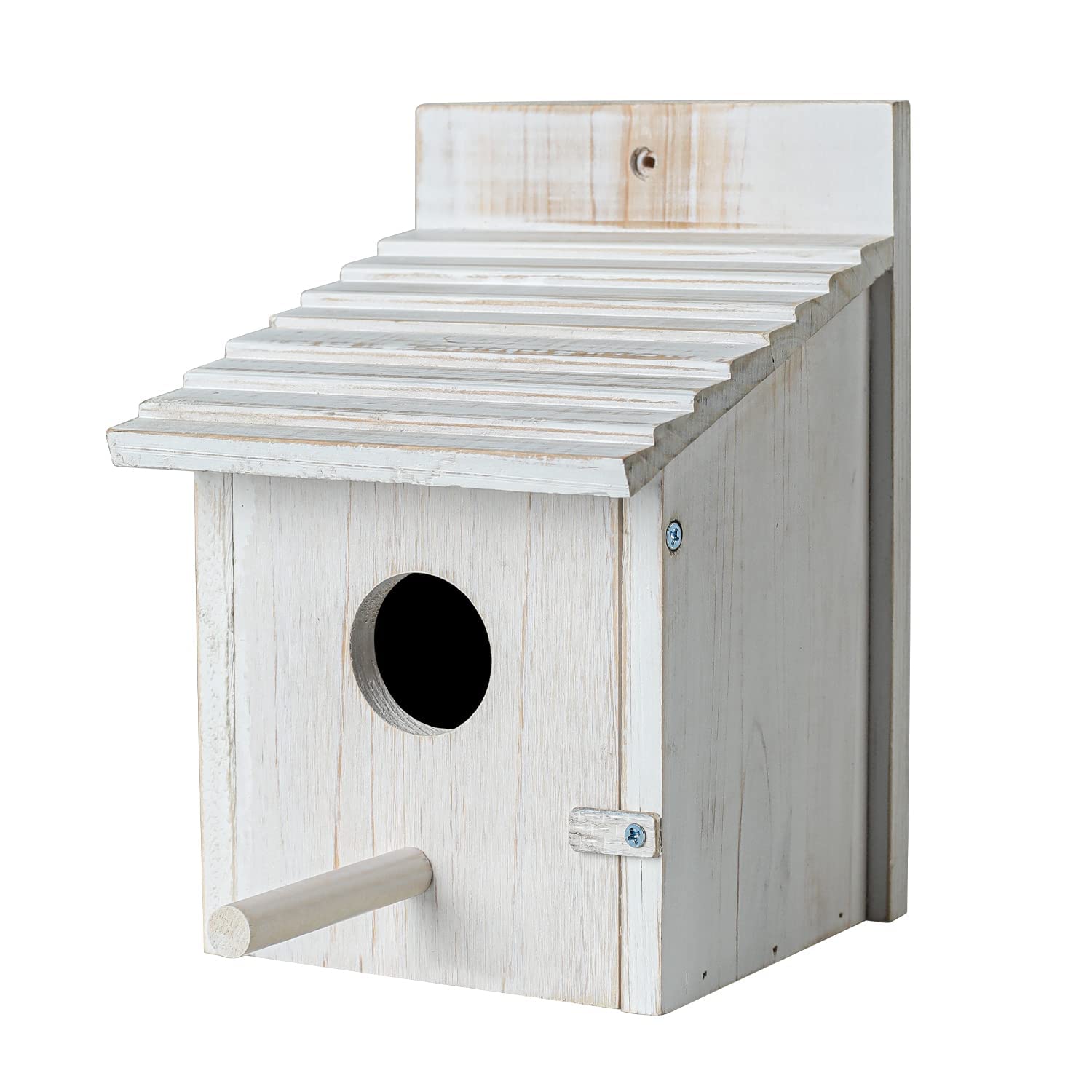 NATUREYLWL Wooden Bird Houses for Outside, Outdoor Bird House with Pole, Weatherproof Birdhouse for Finch,Bluebird,Cardinals, Hanging Birdhouses, Nesting Box for Garden Birds