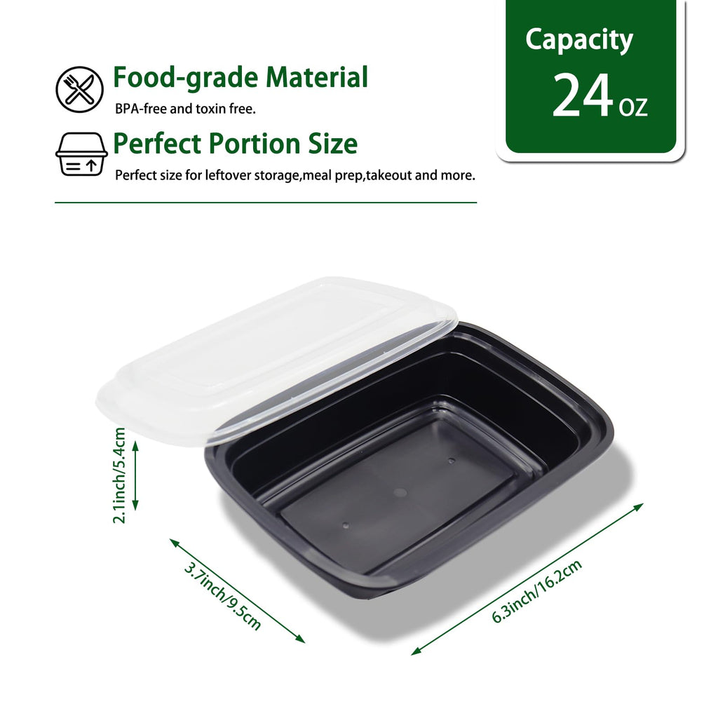 Meallax 50 Pack 24oz Meal Prep Containers with Lids, BPA Free Plastic Food Storage Containers, Freezer Safe To Go Containers for Lunch and Portion Control