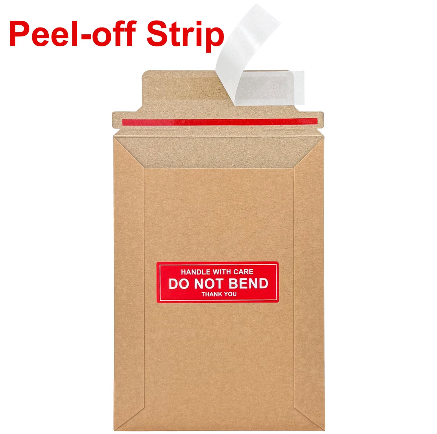 Neehows 100 Pack 5x7 Rigid Mailers Cardboard Envelopes, 400GSM Kraft Photo Mailers Shipping Envelope with DO NOT Bend Labels, Small Stay Flat Self Seal Document Envelope for Trading Cards- Brown
