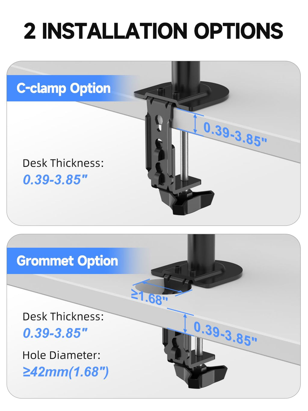 Suptek Dual LED LCD Monitor Desk Mount Heavy Duty Fully Adjustable Stand for 2 / Two Screens up to 27 inch (MD9442)