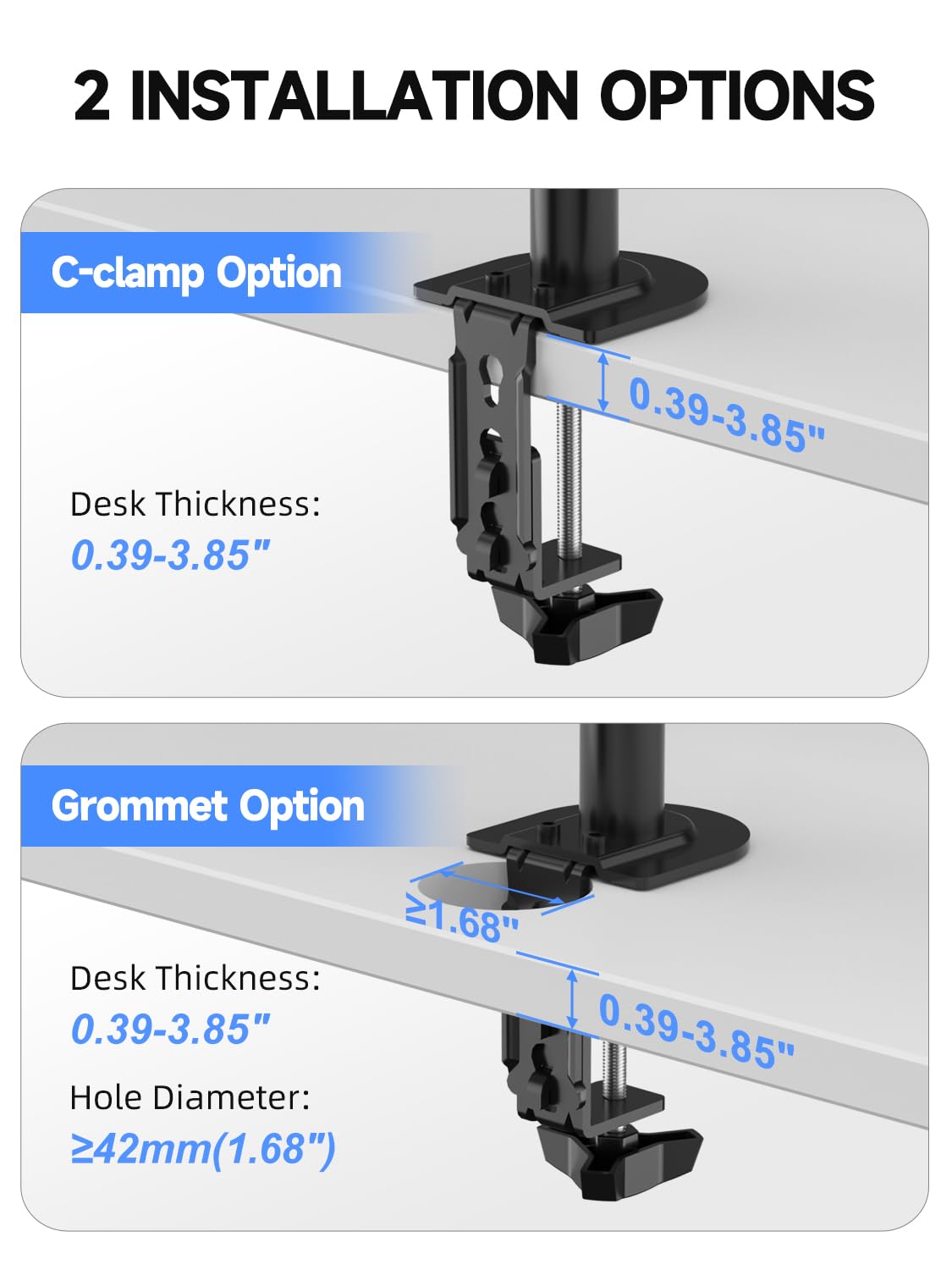 Suptek Dual LED LCD Monitor Desk Mount Heavy Duty Fully Adjustable Stand for 2 / Two Screens up to 27 inch (MD9442)