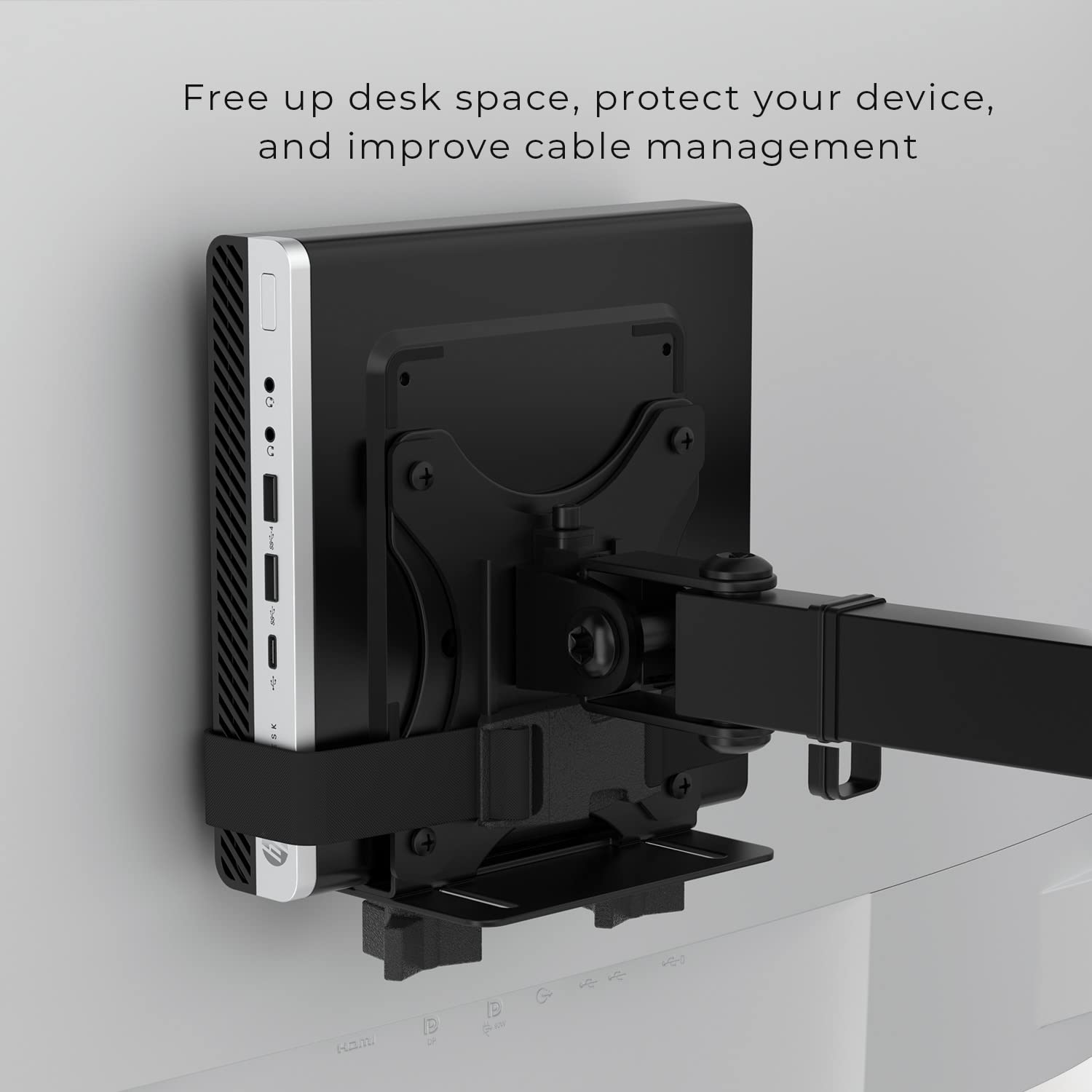 HumanCentric Thin Client Mount Bracket, Mount a Mini PC or Computer to a VESA Monitor Arm or Stand, Pole, or Under Desk or Surface, Devices with 0.65-2.55" in Depth for 75x75 and 100x100mm Patterns
