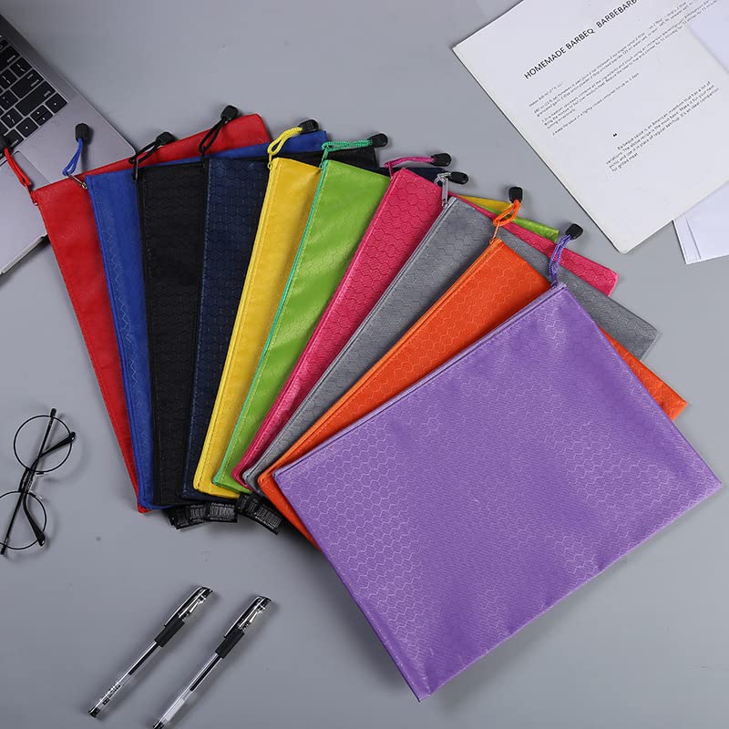 SOUJOY 36PCS Zipper Pencil Pouches, 9'' x 4.7'' PVC Multicolor Zip File Bags, 12 Colors Waterproof Pen Case for Bills, Cosmetics, Travel Storage, School and Office Supplies
