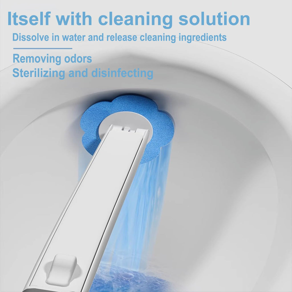 Ucaimao 2 Pack Disposable Toilet Brush and Holder Set,Extended Handle with 48 Cleaner Refills Toilet Brush for Toilet Bowl Cleaners,Bathroom Cleaning,Sink, Bathtub, Floor - Blue (Ocean Fresh Scent)