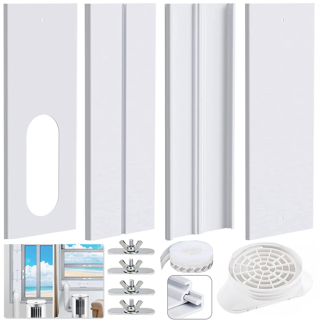 Upgraded Portable Air Conditioner Windows Vent Kit, Universal Window Sealing Plates with 2 in 1 Coupler, Suit for 5.1/5.9In Diameter Air Conditioner Exhaust Hose, Adjustable Length－17”to 61”
