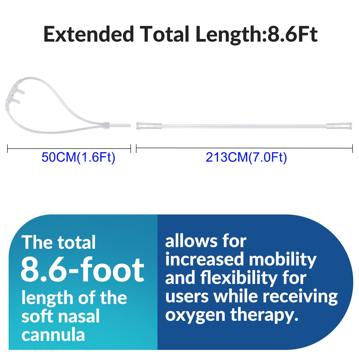 Nasal Oxygen Cannulas(5 Packs), High Flow Cannula with Soft Curved Nose Piece, Lightweight Cannula with 7Ft(2.1M) Kink Resistant Long Tubing for Adults