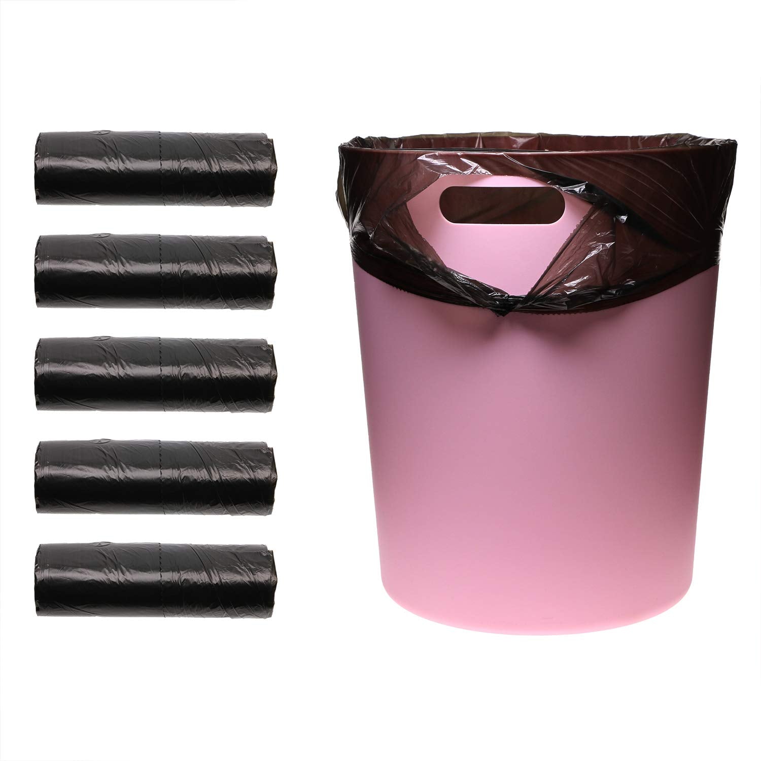 Mini Skater 5 Rolls of 100 Pack Medium Garbage Bags Thick Trash Bags Durable Environmental Cleaning Waste Plastic Home Kitchen Tool for Bathroom Bedroom Home Kitchen Office Garden(Black)