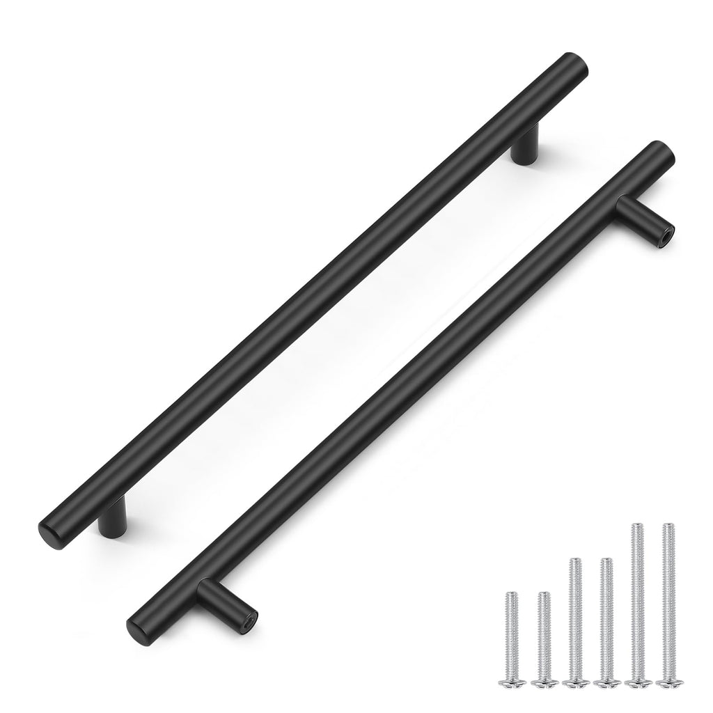 5 Pack Black Drawer Handles Kitchen Cabinet Handles Matte Black Cupboard Handles Drawer Pulls Wardrobe Door Handles 256mm Hole Centers