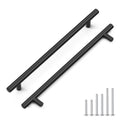 5 Pack Black Drawer Handles Kitchen Cabinet Handles Matte Black Cupboard Handles Drawer Pulls Wardrobe Door Handles 256mm Hole Centers
