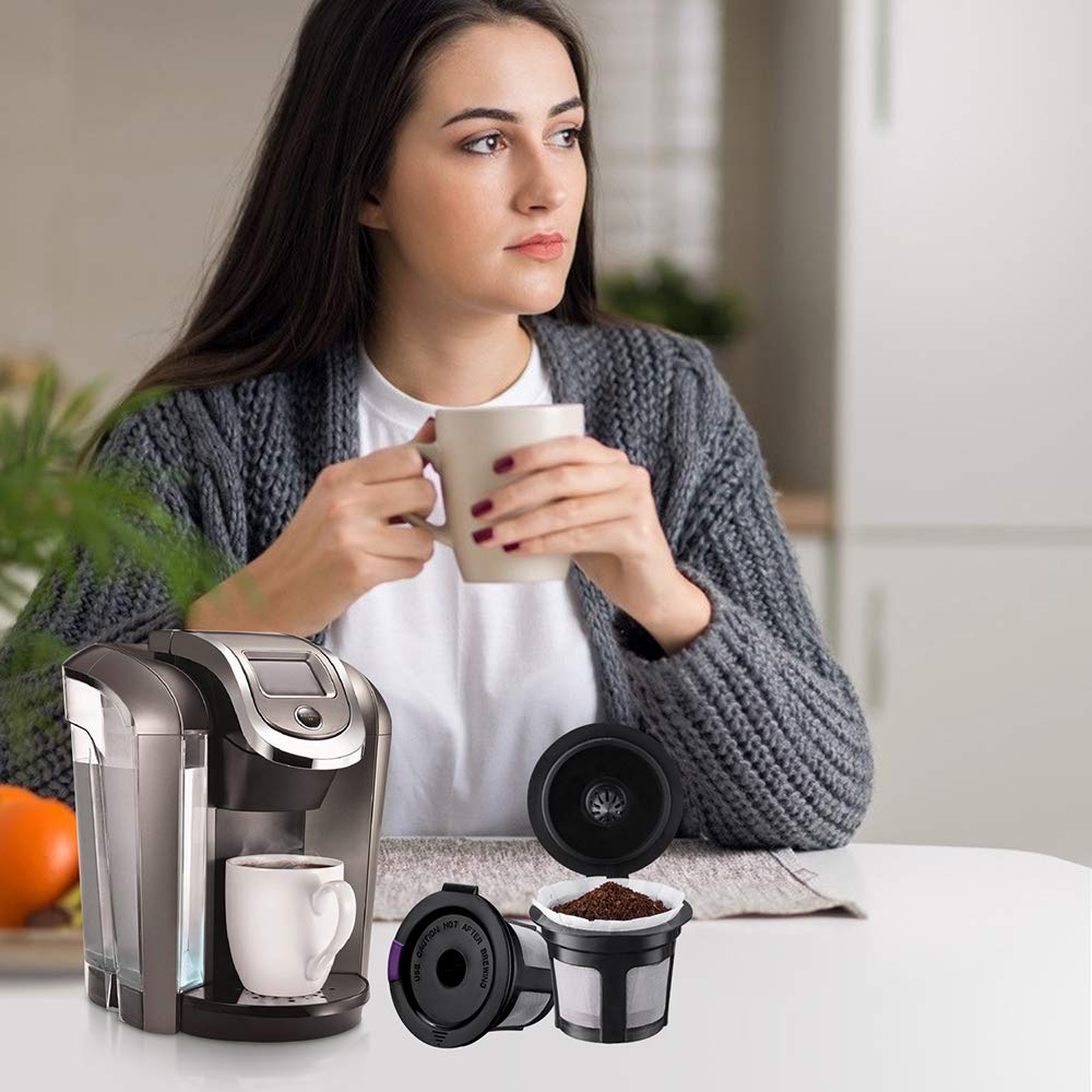 Paper Filters for Reusable K Cups, 500 PCS Disposable Paper Coffee Filters with 4 Reusable K Cups for Keurig 1.0 and 2.0 Brewers