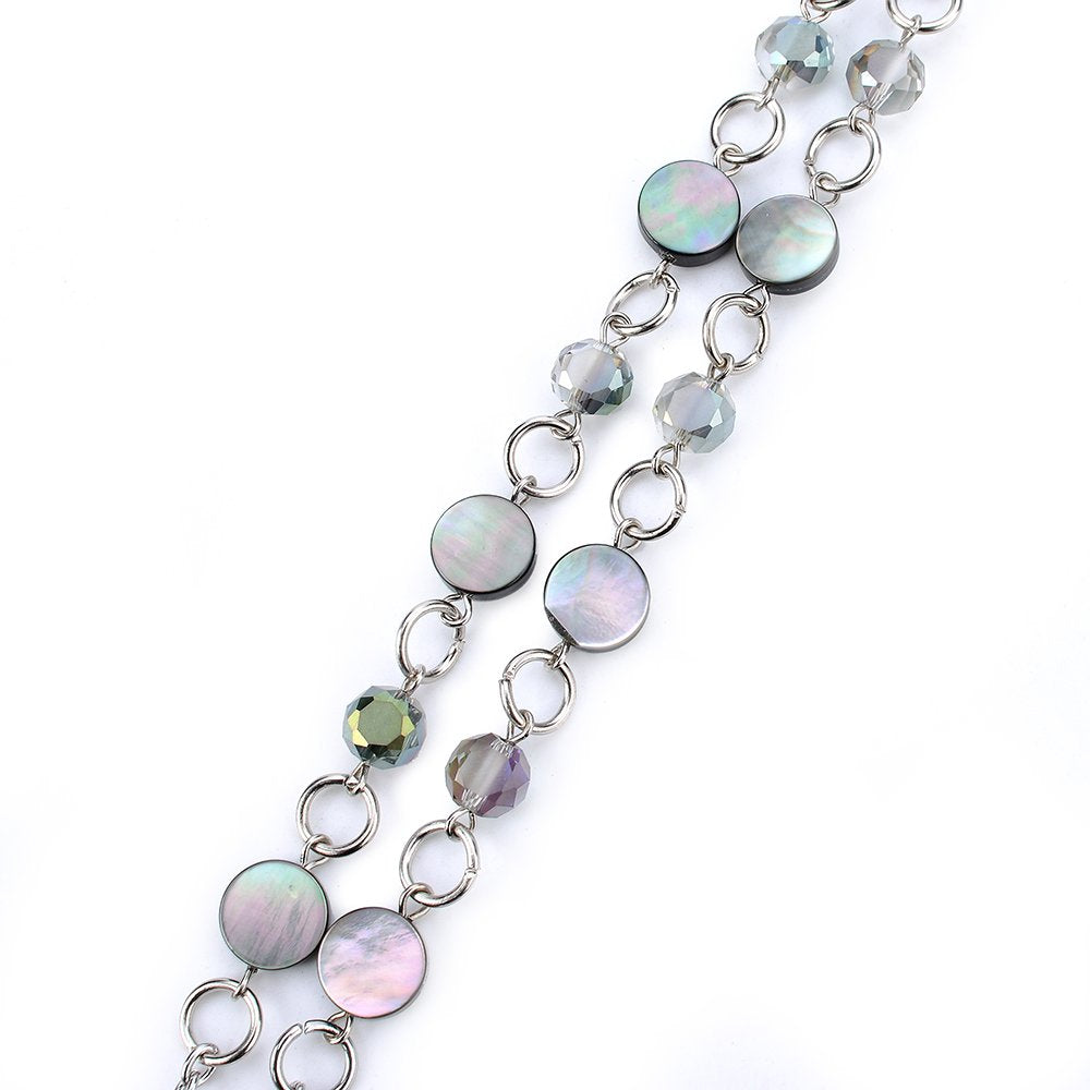 LUXIANDA beautiful ID Necklaces ID Balled beads Lanyards for Keys ID Badge Holder, Stainless steel chain