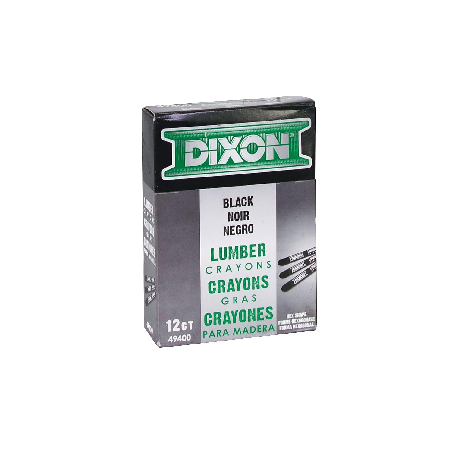 Dixon Lumber Crayon, Permanent, Carbon Black, 12 Count (49400)