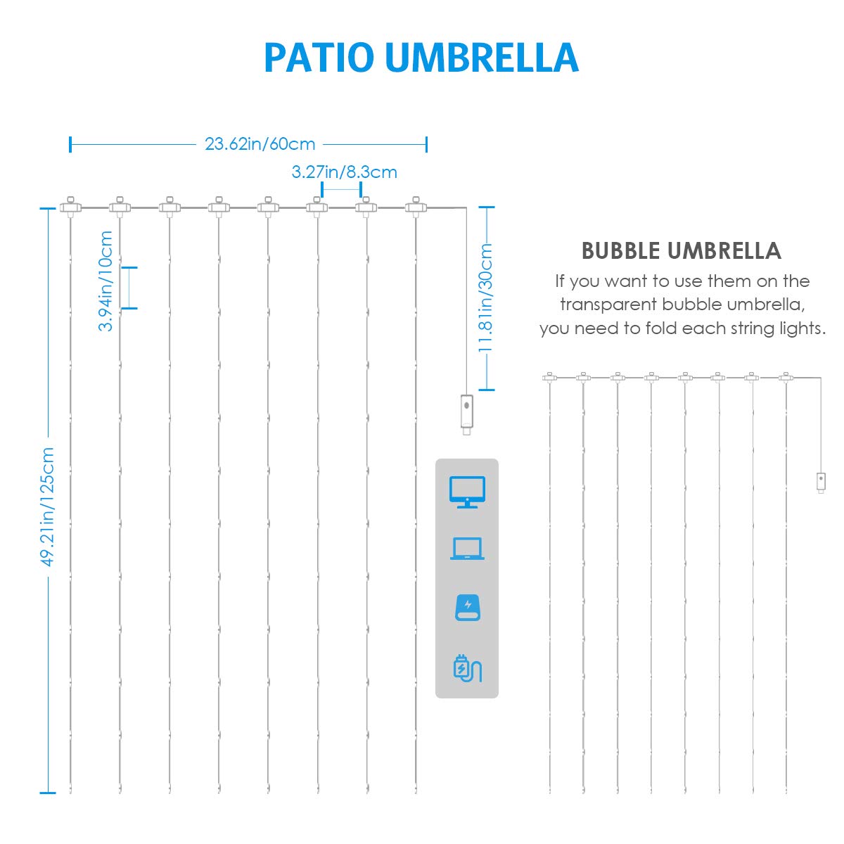 AMIR Patio Umbrella Lights, 104 LED String Lights with Remote Control, 8 Lighting Mode Umbrella Lights Battery Operated Outdoor Lighting for Patio Umbrellas Camping Tents or Outdoor
