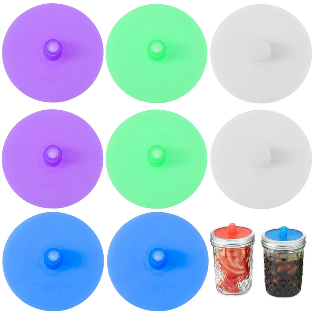 LinamHoz 8pcs Silicone Fermenting Lids, Jars Not Included, Pickle Pipes Silicone Mason Jar Fermentation Lid Mason Jar Cover for Kitchen Sauerkraut Kimchi Cellar