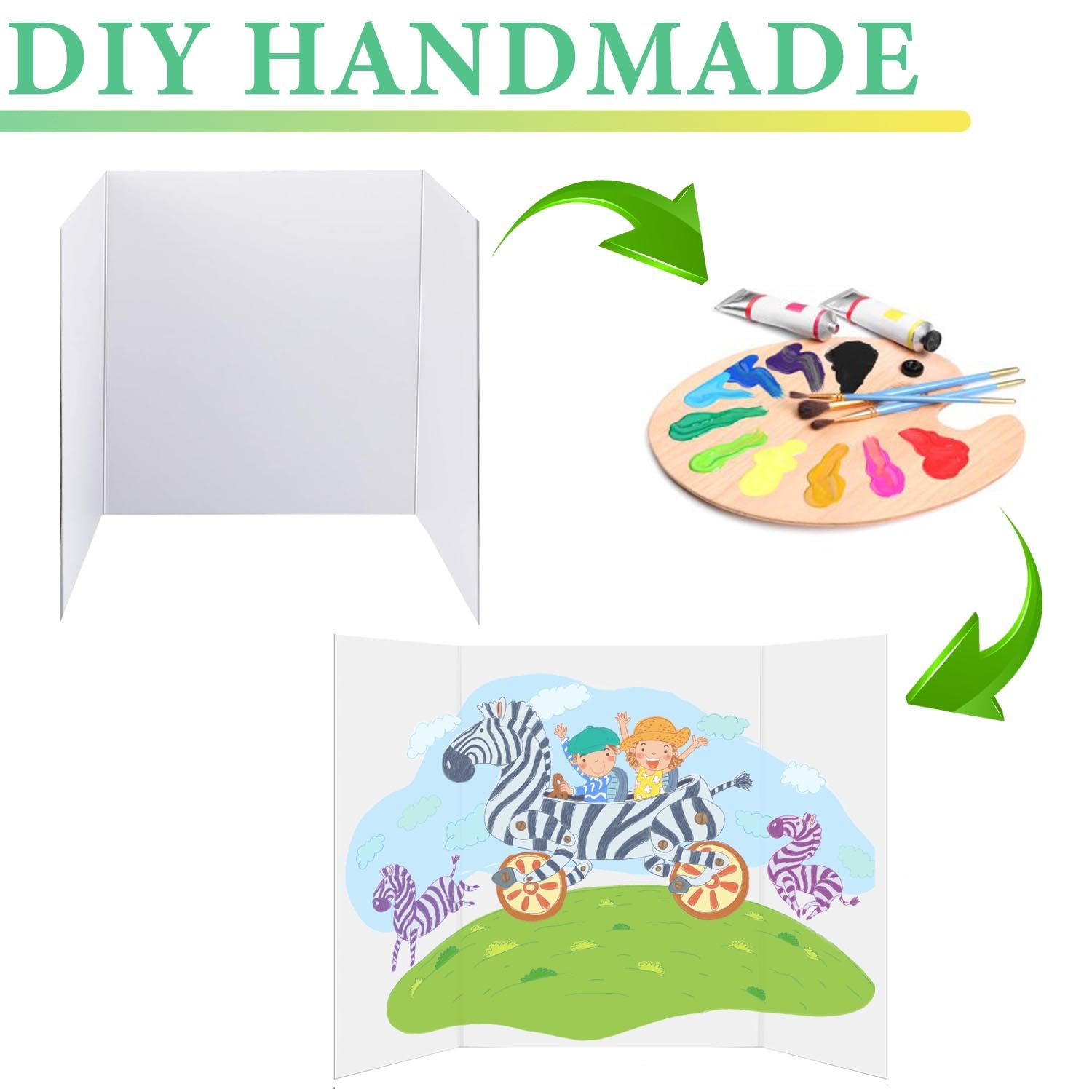 LonlyEagle Trifold Poster Board, 24" x 16", 3-Pack, White Corrugated Project Boards for Science Fairs, School Projects, Event Displays, and Business Presentations