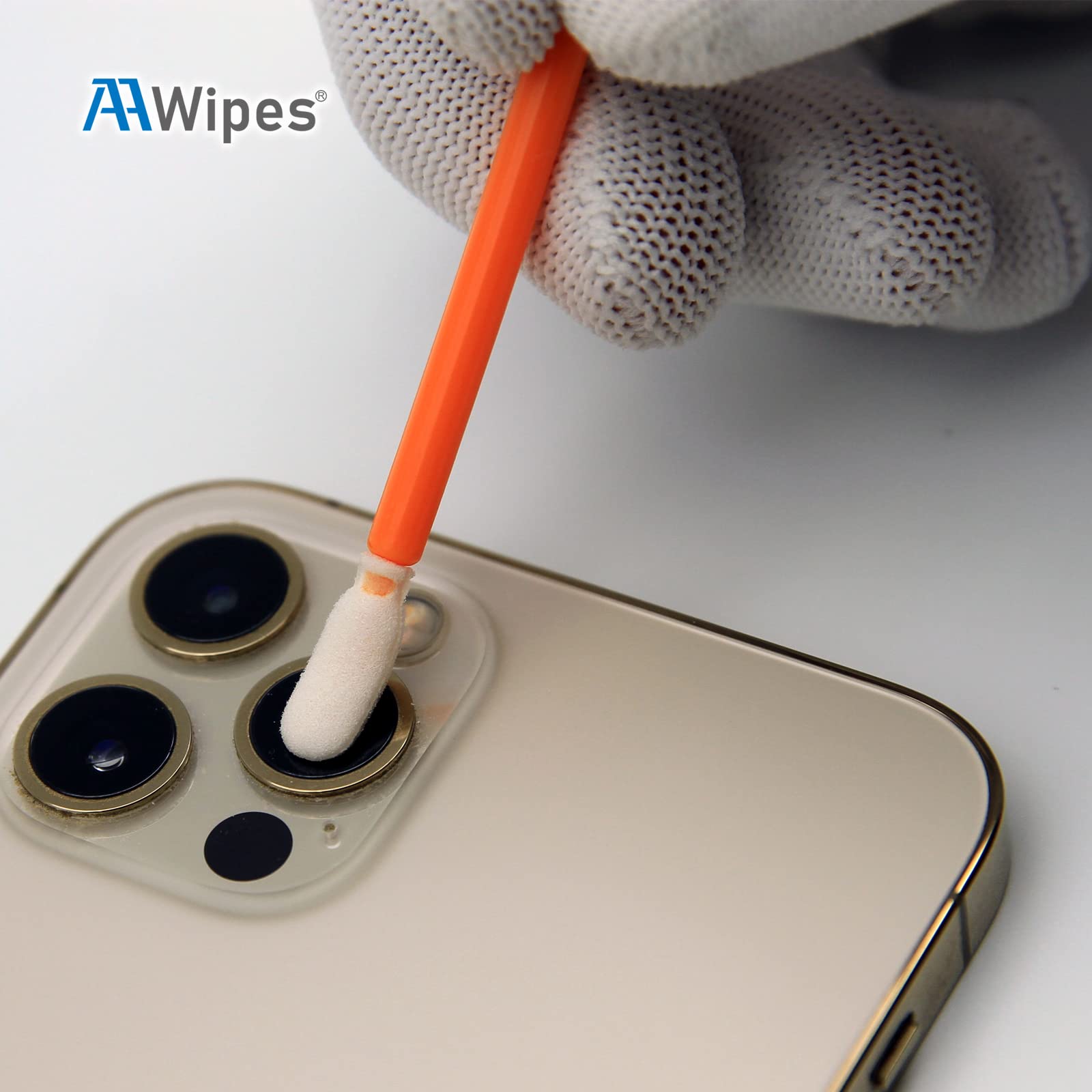 AAwipes Foam Swabs 6.3" (100 pcs, Round Head, Orange) Long Cleanroom Foam Cleaning Swab Sponge Stick for Inkjet Printer, Optical Instruments, Electronics (5160C)
