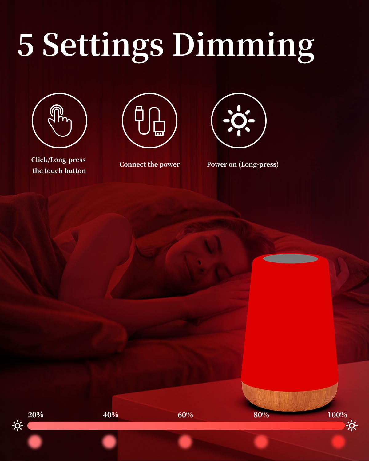 TLAOTNIY Red Light for Sleep Aid LampBlue Light Blocking Dimmable for Stress Relief Relaxation Travel Meditation and Yoga, 670nm Red Lamp
