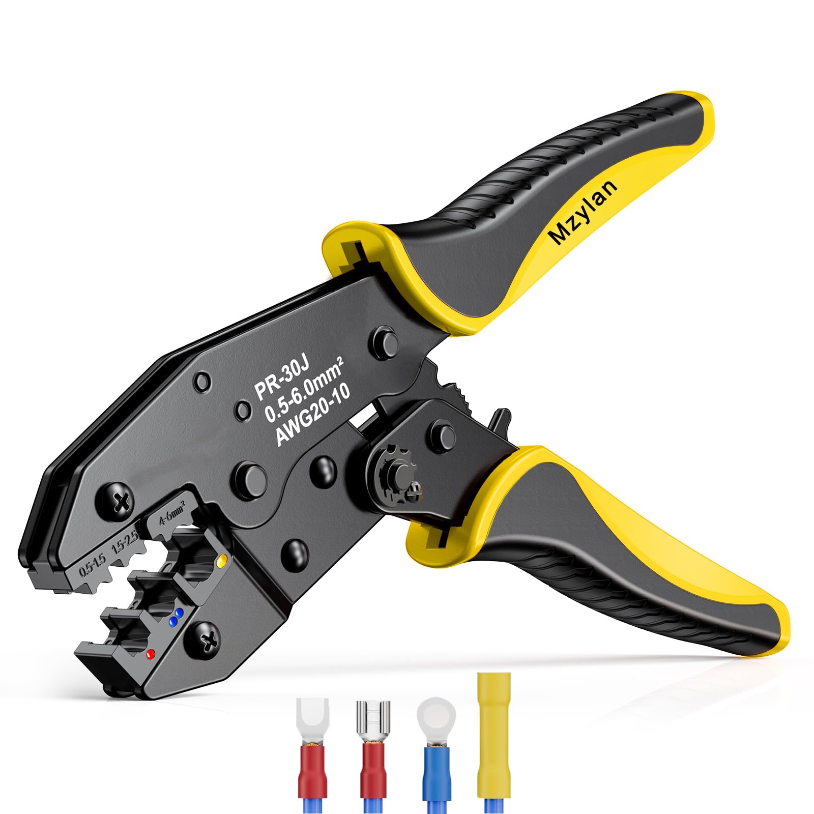 Crimping Tool for Insulated Electrical Connectors -New Version Mzylan Ratcheting Wire Crimper - Crimping Pliers - Ratchet Terminal Crimper - Wire Crimp Tool 22-10 AWG