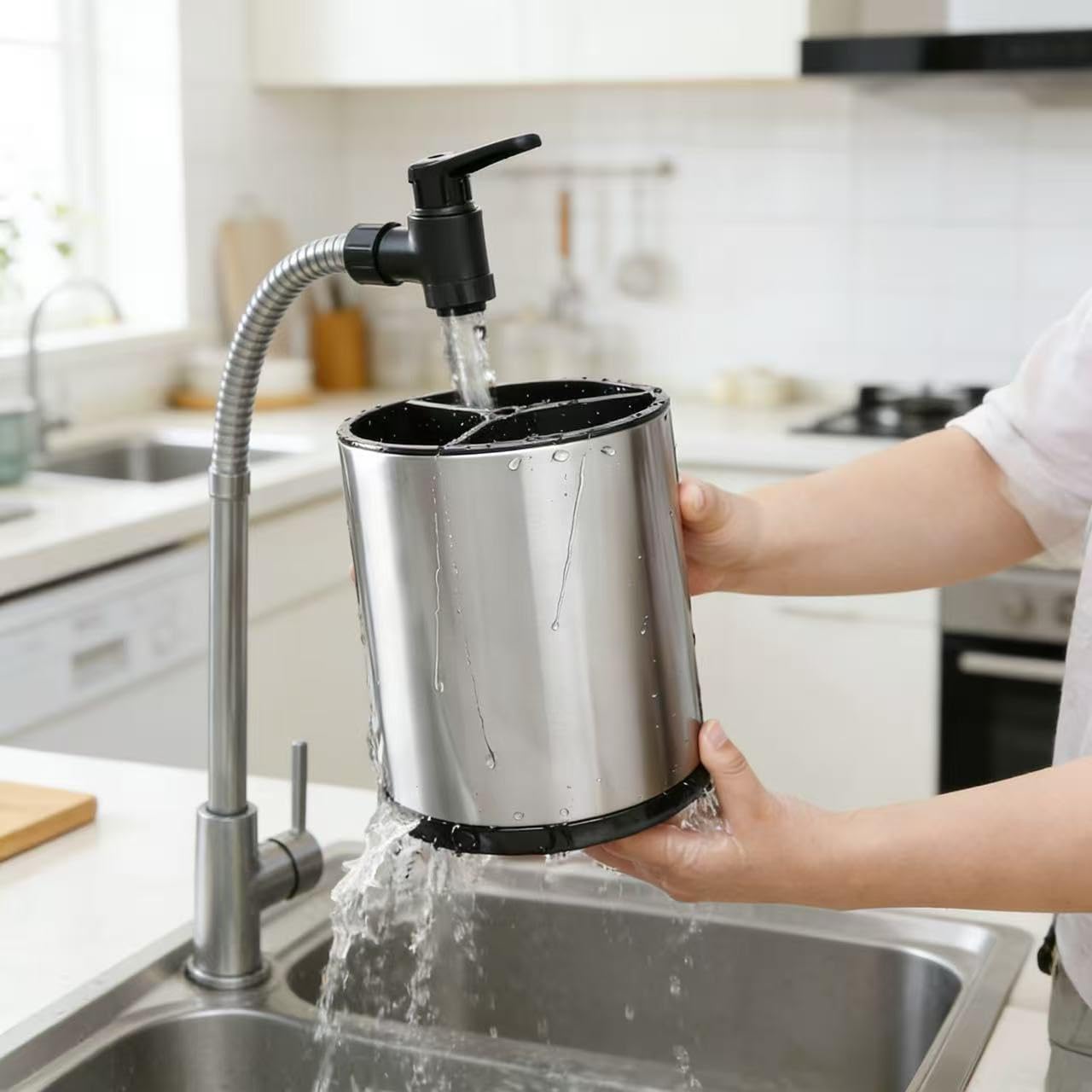 Utensil Holder Kitchen Utensil Holder 360° Rotating Stainless Utensil Holder For Counter Kitchen Utensil Organizer Detachable Base