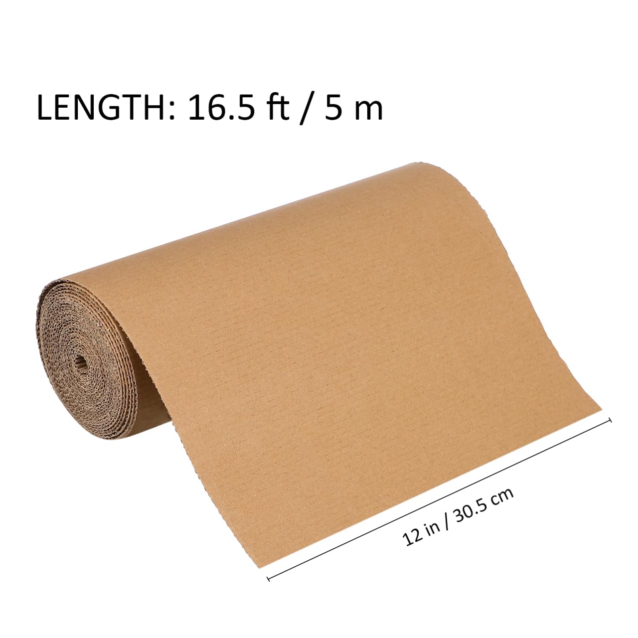VOSAREA Corrugated Cardboard Roll for Packing and Shipping, 197x12in Single Face Kraft Cushion Wrap, Thicker Wider Sheet Paper for Moving Supplies Fragile Items Crafts Mailing - Beige
