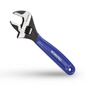 WORKPRO 8-Inch Adjustable Wrench, Cr-V Steel Wrench, Wide Jaw Black Oxide Wrench, Metric & SAE Scales, for Home, Garage, Workshop and DIY - Blue