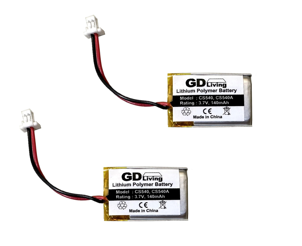 2 Pack of ‘GD Living’ Replacement Battery for Plantronics Wireless Headset CS540, CS540A, C054, 86180-01, 84479-01