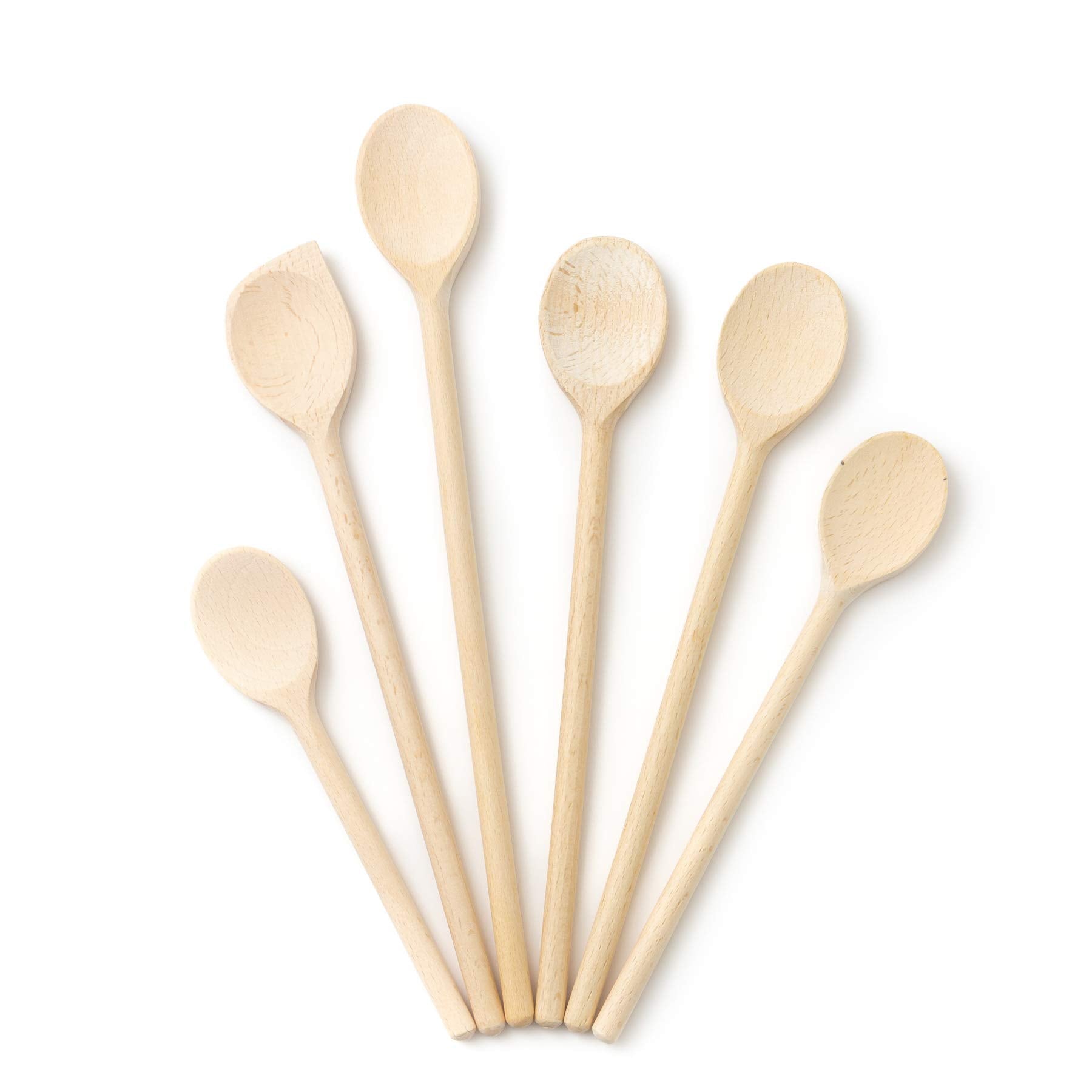 tuuli Kitchen - 6-Piece Wooden Spoons Cooking Utensils Set, Specially Designed Solid Beechwood Kitchen Spoons, Durable Wooden Utensils for Everyday Use