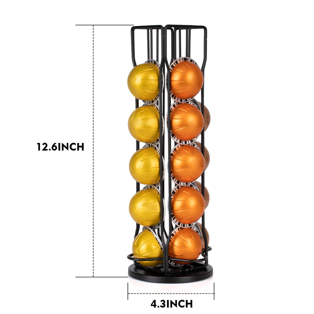 RECAPS Rotary Coffee Pods Holder Stand Compatible with Nespresso Vertuoline Capsules, Hold 20 Vertuo Coffee Pods Organizer with 360 Degree.