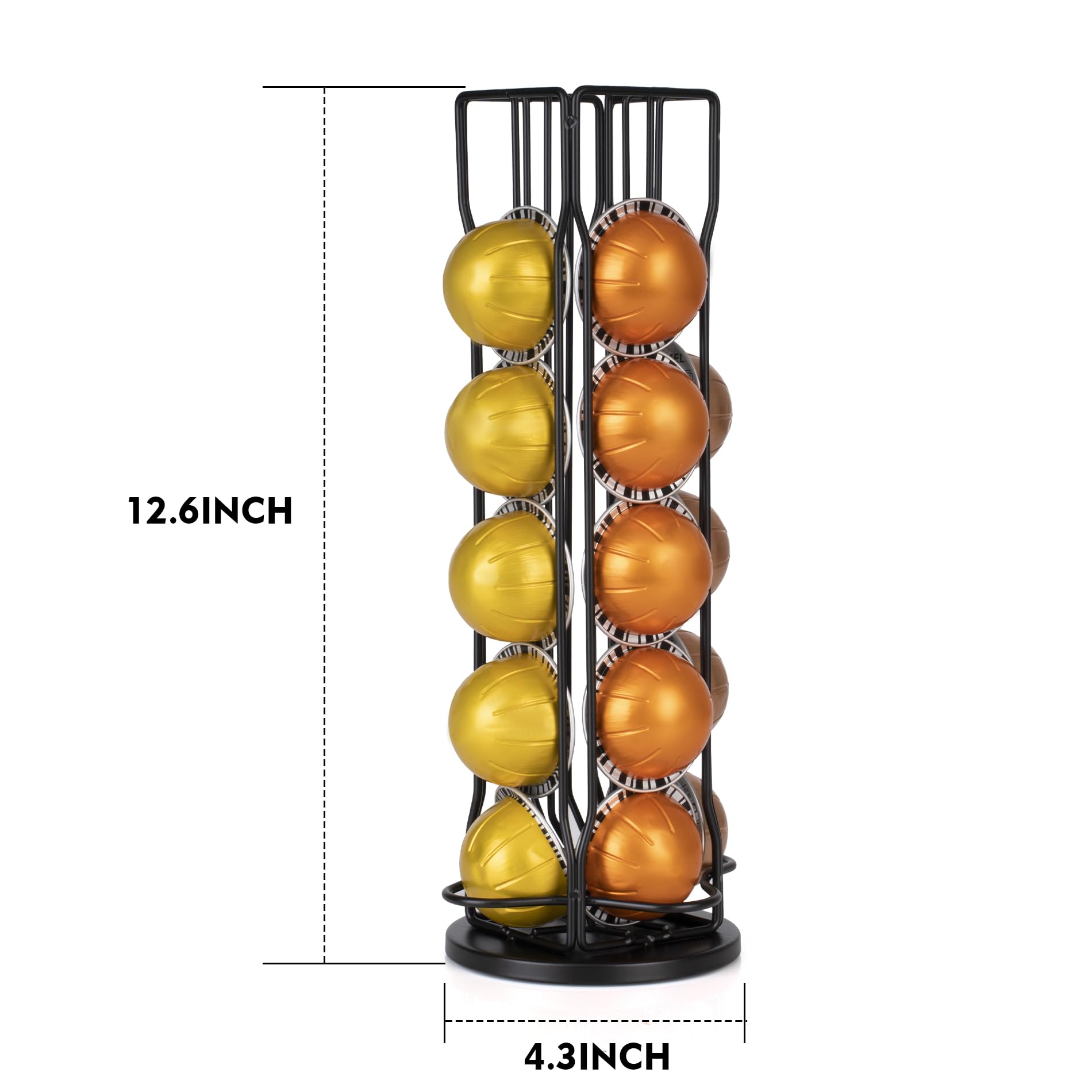 RECAPS Rotary Coffee Pods Holder Stand Compatible with Nespresso Vertuoline Capsules, Hold 20 Vertuo Coffee Pods Organizer with 360 Degree.