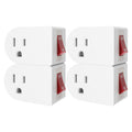 Oviitech 4 Pack Grounded Outlet Wall Tap Adapter with On/Off Power Switch，Single Outlet with Switch in White